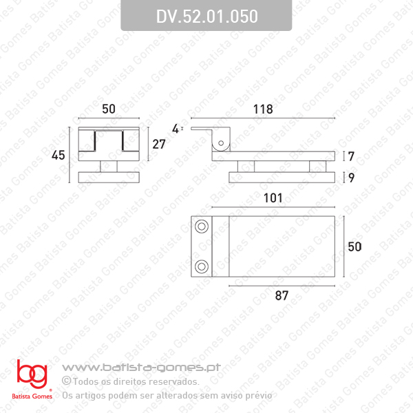 Dobradi�a parede / vidro - INOX 304